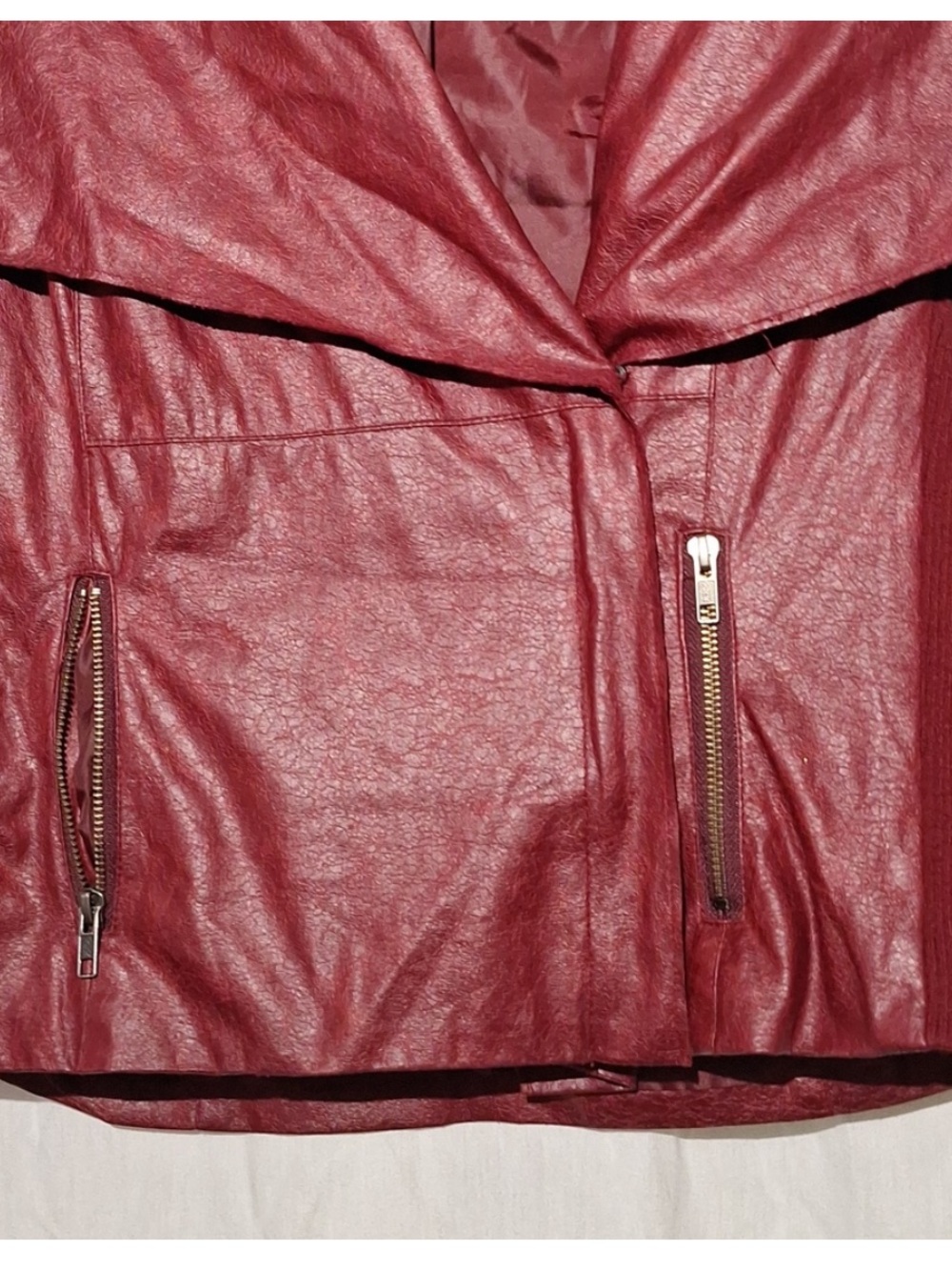 Bagatelle,Wine Cropped Bomber Jacket, Vegan Leather,Glam,Biker,Size 8 - Picture 7 of 10